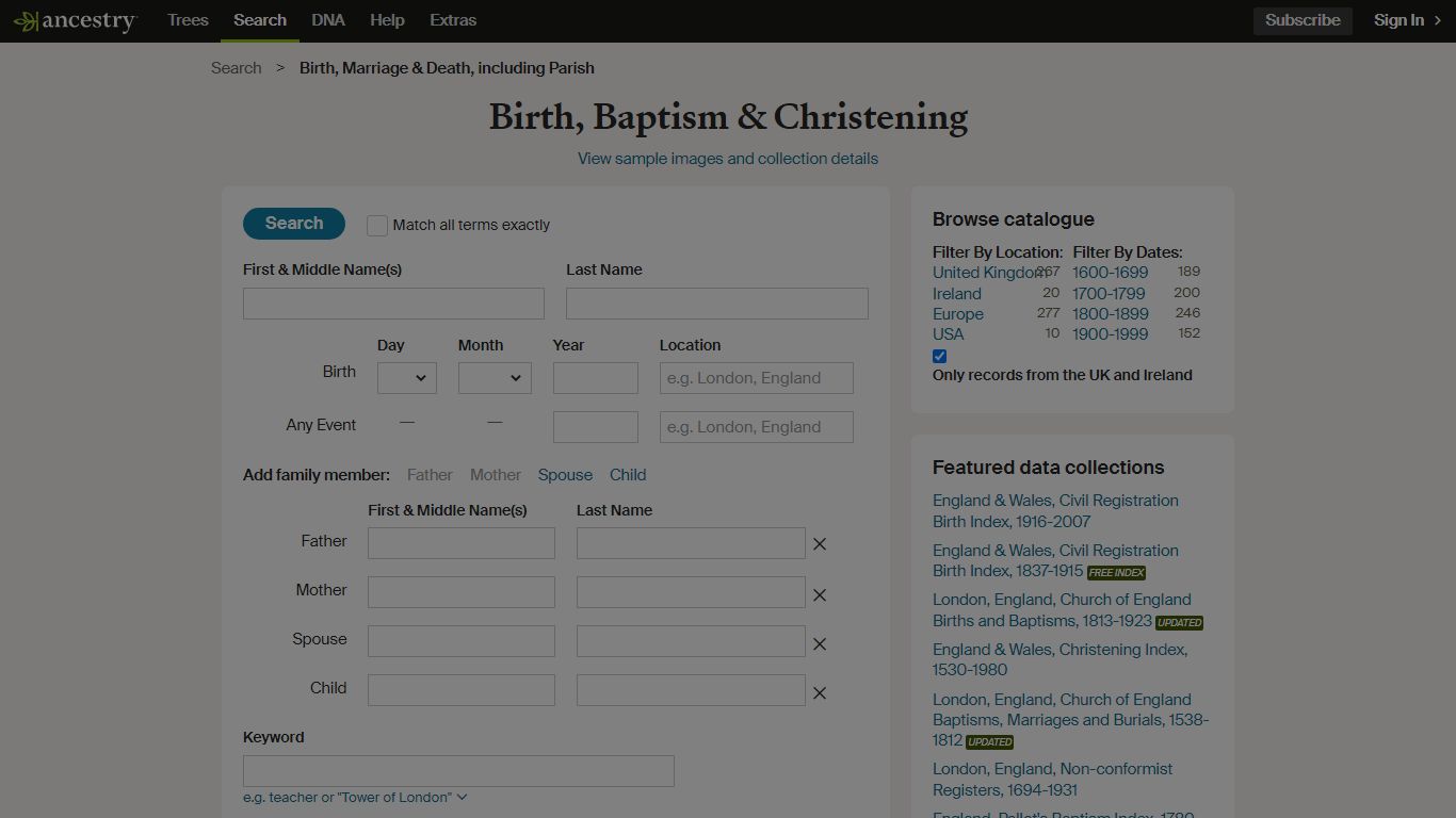 Birth, Baptism & Christening - Ancestry